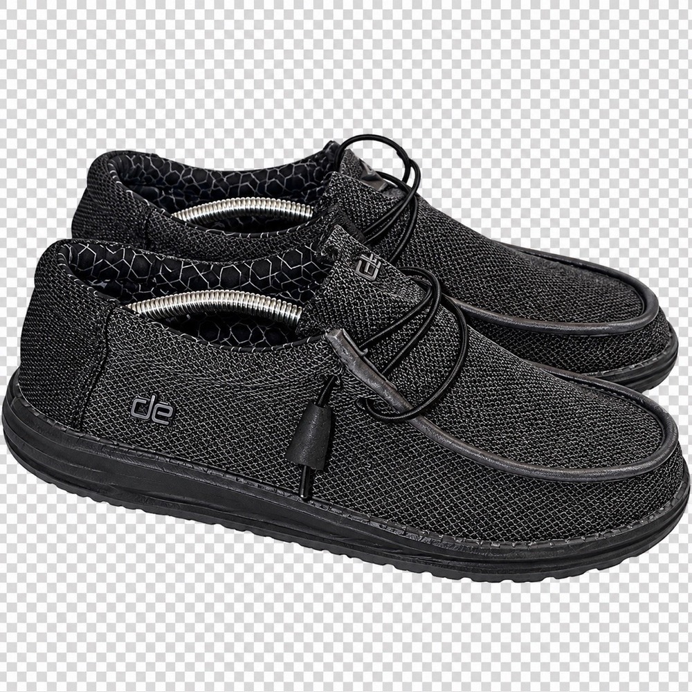 HEYDUDE Wally Sox Micro Total Black Men's Size 12 Slip On Loafers Shoes